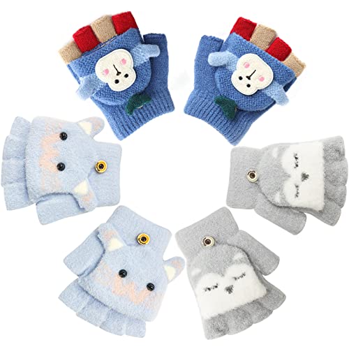 Zoonvii 3 Paia Guanti Senza Dita Bambino,Guanti