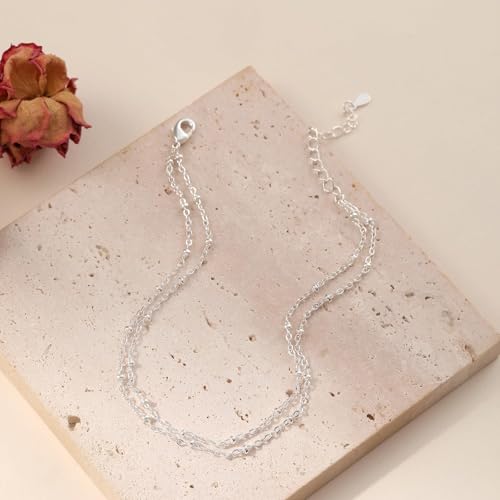 Image of Kenivira Sterling Silver Ankle Bracelets for Women,Gold Dainty Layered Waterproof Anklet for Women, Anklet Set Stackable Beach Gift Adjustable Size