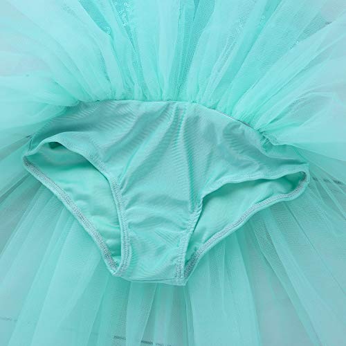 image for TiaoBug Kid Girls Sleeveless Dance Dress Sequined Mock Neck Ballet Leo