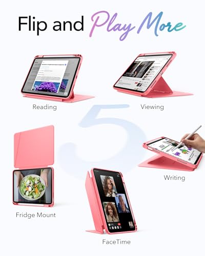 Image of ESR for iPad (A16) 11th Generation Cover, iPad 11th /10th Gen Cover (2025 /2022), Vertical Stand Case, Multi Stand Angles, Ultra-Stable Case with Pencil Holder, Flip Series, Red