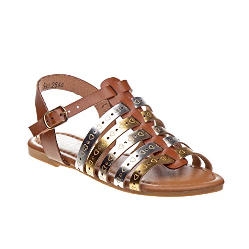 Josmo Girls Sydney Flat Sandal, Silver, 4 Little Kid