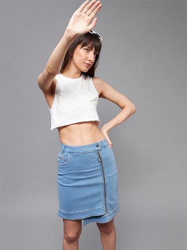 Image of Miss Chase Women's Straight High Rise Mini Denim Skirt