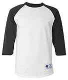 Champion Adult Raglan Baseball T-Shirt, Wht/Blk, Large