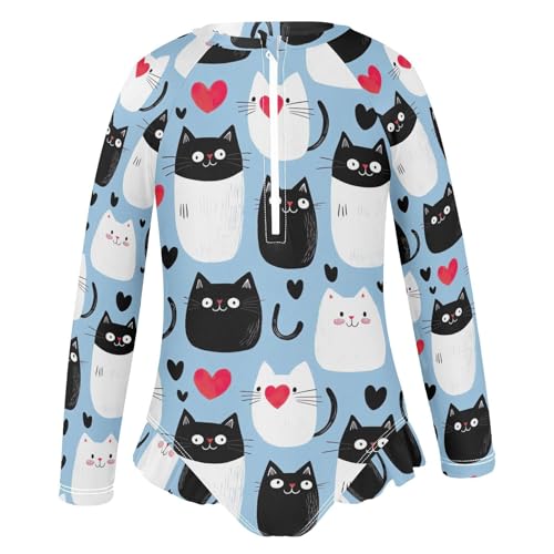 Cute Cat Girls Long Sleeve One-Piece Swimsuit UV Protection Quick Dry Swimwear Bathing Suit 208591482
