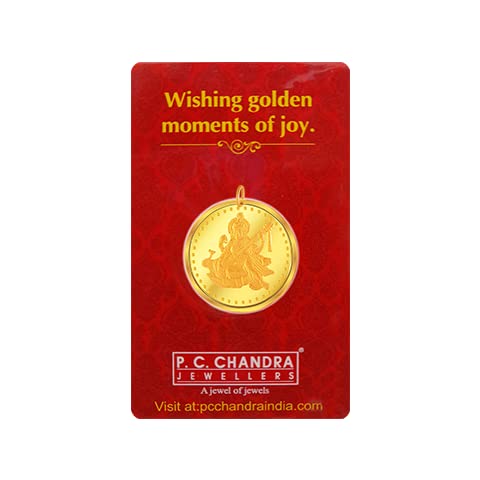 P.C Chandra Jewellers 22kt(916) Saraswati Yellow Gold Coin Cum Pendant - 5 Gram-image-12