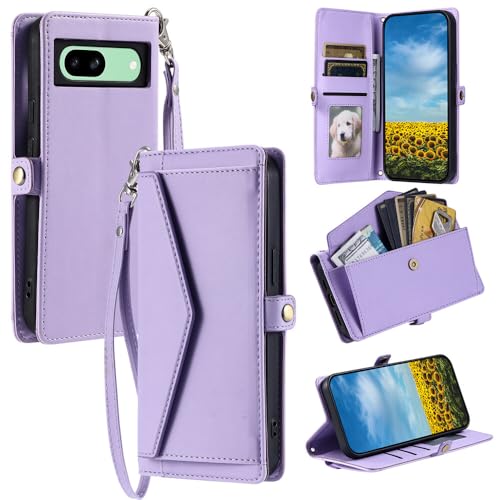 Étui en cuir Google Pixel 10 violet pour éviter les chutes et remplacer le portefeuille