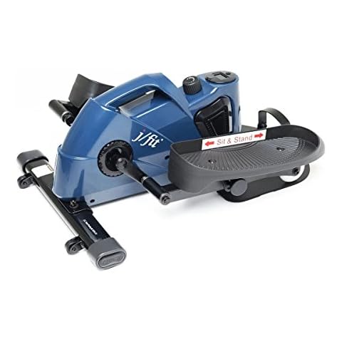 JFIT Under Desk and Stand Up Mini Elliptical/Stepper w/Adjustable Angle, Navy/Black Cover
