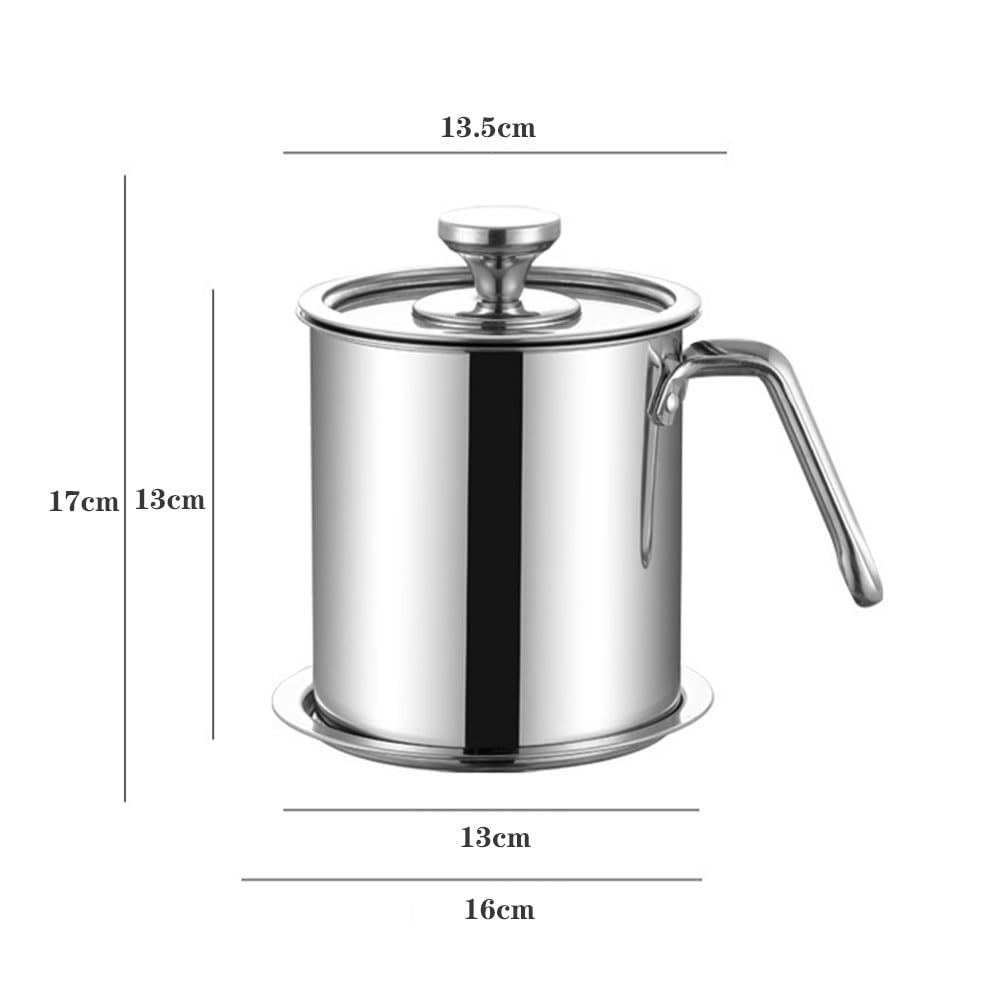 Contenitore per grasso in acciaio inox con filtro, dispenser multiuso per olio da cucina, ideale per risparmiare grasso per pancetta con manico, capacità 907,2 g