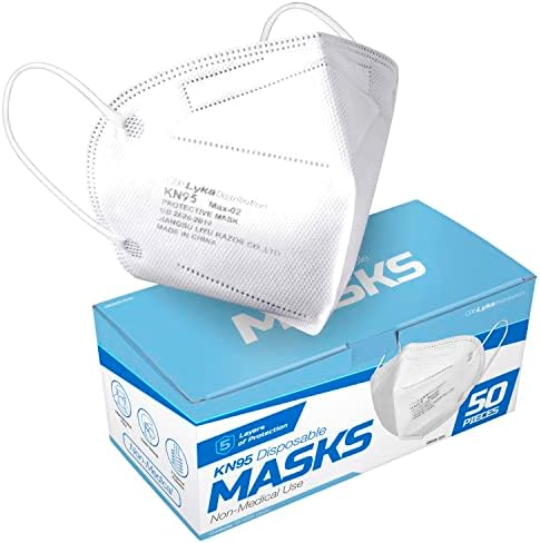 Lyka Distribution KN95 Face Masks - 50 Pack - 5 Layer Protection Breathable KN95 Face Mask - Filtration>95% with Comfortable Elastic Ear Loop | Non-Woven Polypropylene Fabric