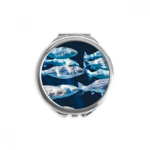 Miroir de poche poissons tropicaux maquillage portable miroir de poche rond multicolore 2,6 pouces