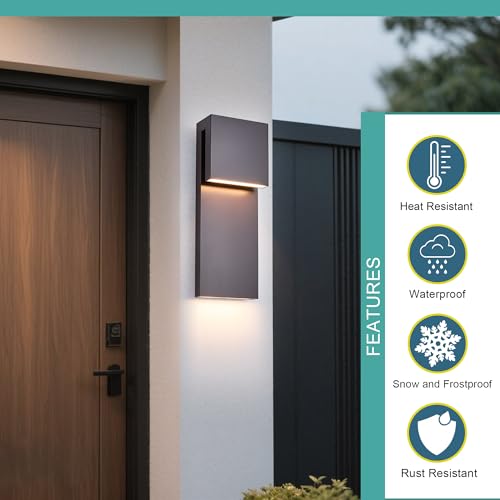 Image of Tarentlight Outdoor Wall Lights Modern Exterior Lighting Fixtures, 3000K Integrated LED, Wall Sconce Lighting 2 Packs, Bronze Outside Wall Mount Lights for House Front Door Porch Garage Patio