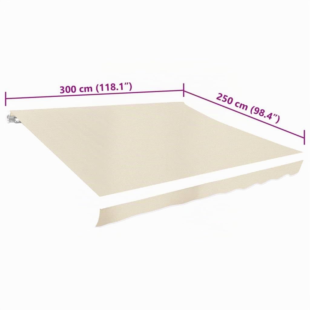 vidaXL Parasole Tendone Crema 3 x 2,5 m