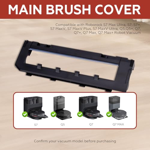 Image of Replacement Brush Guards Covers Back Cover for Roborock S7 Max Ultra, S7, S7+, S7 MaxV, S7 MaxV Plus, S7 MaxV Ultra, Q5,Q5+, Q7, Q7+, Q7 Max, Q7 Max+ Robot Vacuum (Black)