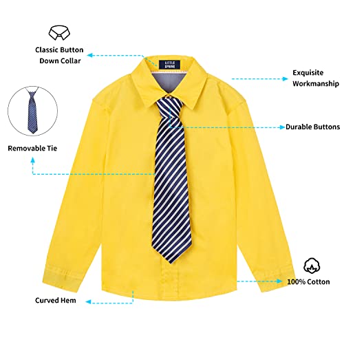 Image of LittleSpring Boys Button Down Long Sleeve Uniform Dress Shirts with Tie