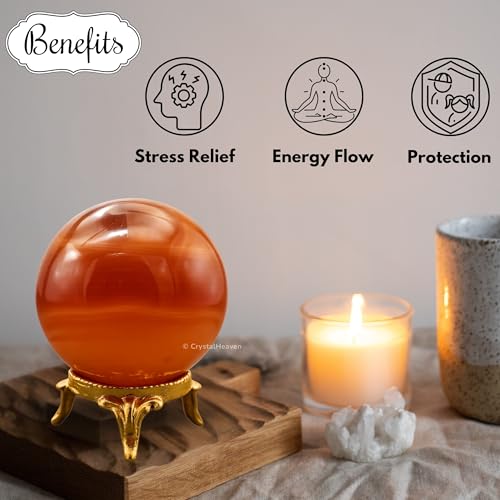 Image of Certified Red Onyx Crystal Ball for Meditation - Premium Crystal Vastu Items for Home and Feng Shui Items for Good Luck - Ideal for Pooja Supplies and Spiritual Practices (1.5 inch Inch)