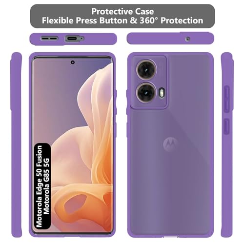Image of Motorola Moto Edge 50 Fusion 5G / G96 5G Back Cover | Anti-Slip Grip Case | Thin Slim Super Clear | Shockproof Bumper TPU Case for Women Girls (Clear /Purple)