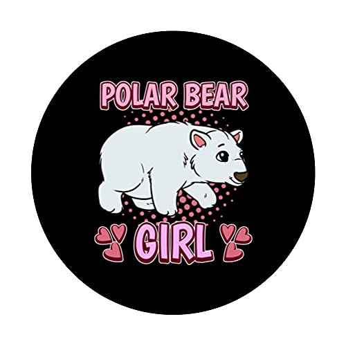 Womens Polar Bear Girl Polar Bear PopSockets Swappable PopGrip, Black - Image 3