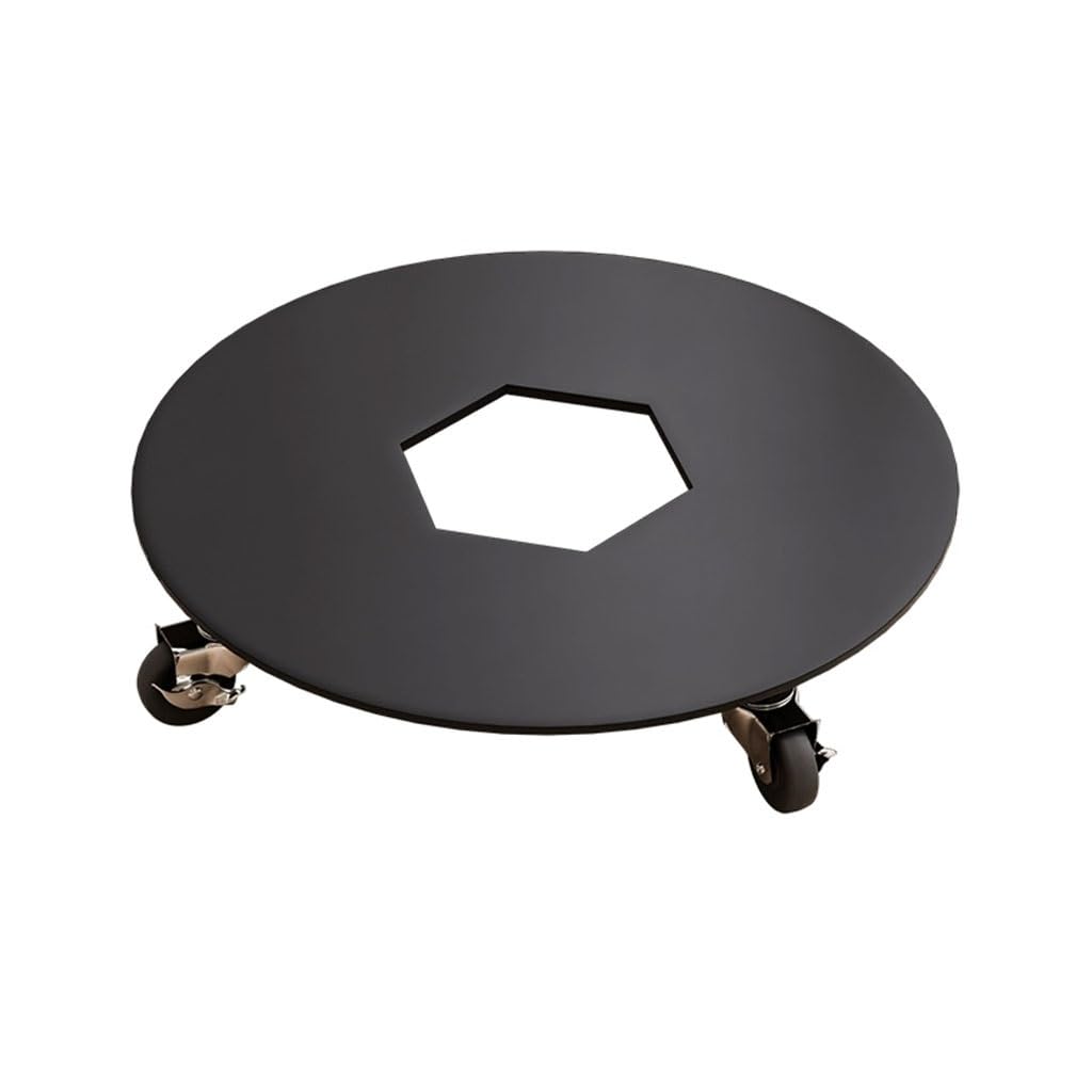 Chariot pour pot de fleurs noir 25 cm avec roulettes pour terrasse et jardin
