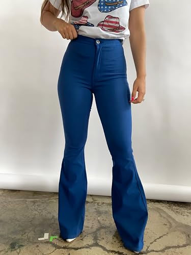 Willow Boutique High Waist Bell Bottom Jeans | Stretchy Women Bell Bottom Pants | Womens Fall Jeans for Casual - Mykonos Blue3