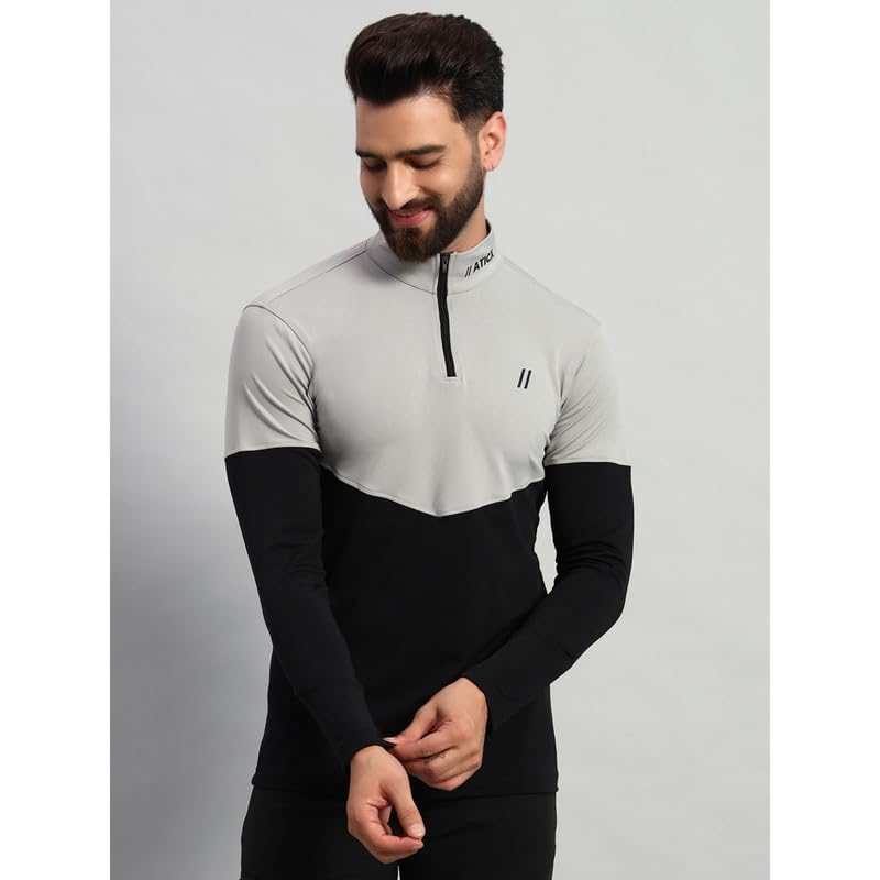 Image of ATICX Polyester Full Sleeve Compression High Turtle Neck Sports Jersey T Shirt for Men - Quick Dry Fit Gym Workout Top for Running, Swimming, Training, Cycling, Football, Badminton