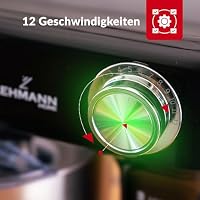 LEHMANN Küchenmaschine - Knetmaschine mit Zubehör-Set - 3 Rühreinsätze und Spritzschutz - 5L Rührschüssel - 12 Geschwindigkeiten - Überhitzungsschutz - rutschfest - Schwarz – Ansicht 4