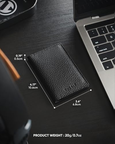 Image of VULKIT Leather Business Card Holder 2 Sided Slim Business Name Card Organizer for Men or Women (Litchi Black)
