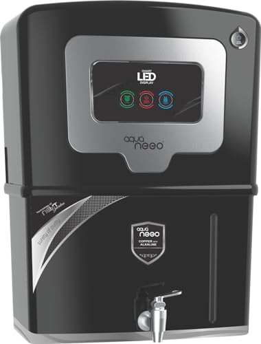 Image of Aqua Neeo RO Water Purifier Active Copper With B12 Alkaline + RO + UV + UF + MTDS Controller minerals water Premium Black 13 Litter(Made in india)