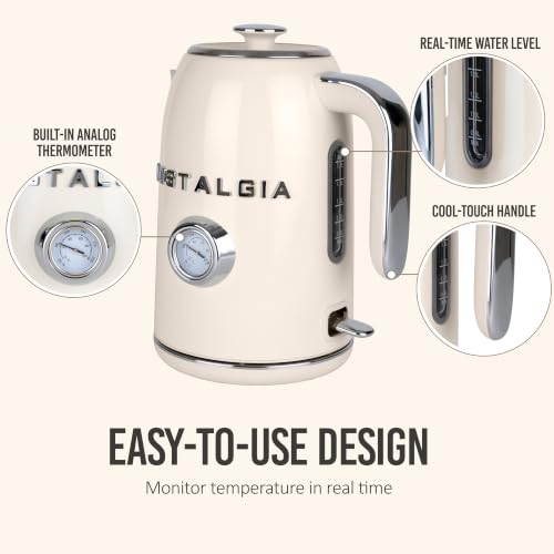 Nostalgia Retro Electric Kettle,1.7L Enamel-Coated Stainless Steel - Cream - image 5