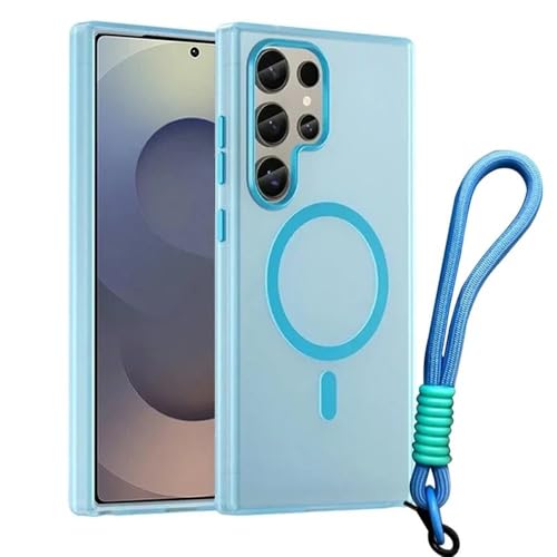 Coque antichoc magnétique pour Samsung Galaxy S24 Ultra et Plus bleu clair