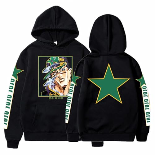 Charous Felpa con cappuccio spessa unisex JoJo's Bizarre Adventure Cosplay Kujo Jotaro, felpe casual unisex utilizzate per i fan dei manga, Nero , XL