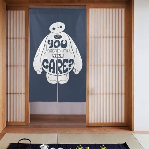 ドアカーテン 遮光カーテン ベイマックス アニメ ロング のれん 間仕切り かわいい 目隠し 湯のれん おしゃれ 暖簾 玄関 キッチン リビング ベランダ 86cm×143cm
