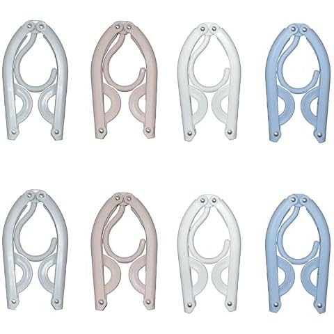 8 PCS Portable Folding Travel Hangers, Colored Foldable Hangers for Traveling, Light Weight Durable Plastic Clothes Hangers Non-Slip Heavy Duty Hangers for Tank T-Shirts Dresses Jackets (4 Colors) Cover