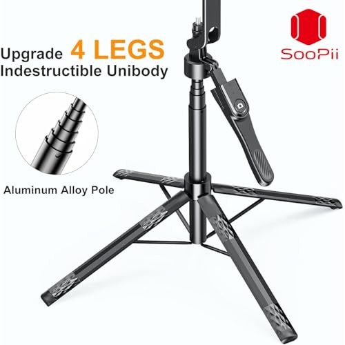 Image of Soopii 72-Inch Longest Bluetooth Selfie Stick & Extendable Tripod for i-Phone, Android, Go-Pro,Tripod Stand, 3-in-1 Gimbal Stabilizer Stand with 4-Leg Base for Travel, Photography, and Video Shooting