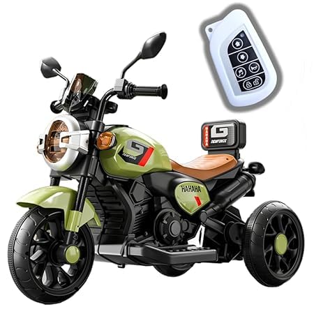 Image of Kawaii Kids 6V Ride-On Bike with Remote, Music & LED Lights, Green