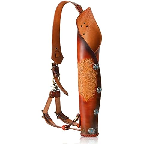 KAINOKAI Pure Cowhide Arrow Quiver,Retro Hunting Quivers with Magnetic Attraction,Riding Quiver for Horse Bow Recurve Bow and Longbow(Elf Archer) Cover