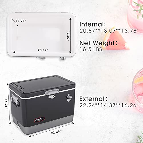 Creole Feast 54-Quart Portable Cooler, 4-Day Ice Retention Chest Box For Camping, Sports Activities, Fishing, Bbq And Beach Blast, Dark, Cl5401D #TOP5