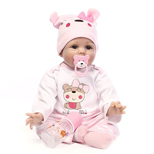 ConPush Muñeca Reborn bebé Niña 55cm 22 Pulgadas Hecho a Mano Vinilo Silicona Niñita Muñecos Bebe Reborn Babys Dolls Niños Magnético Juguetes