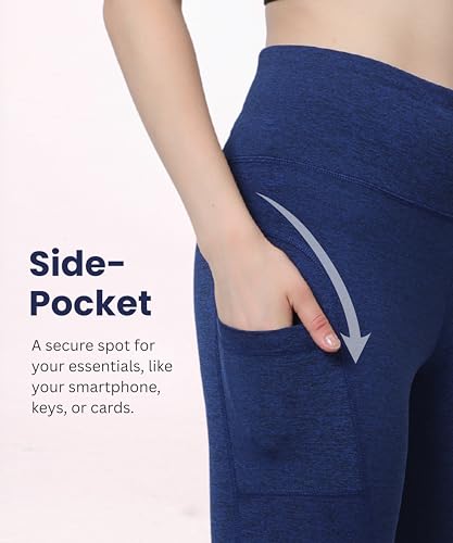 Image of Glamoras Women Polyester Spandex High Waist Gym Legging with Side Pocket, 4-Way Stretch, Squat-Proof, Moisture-Wicking Yoga Pants, Workout Tights for Running, Gym, Fitness, Training, Yoga & Activewear