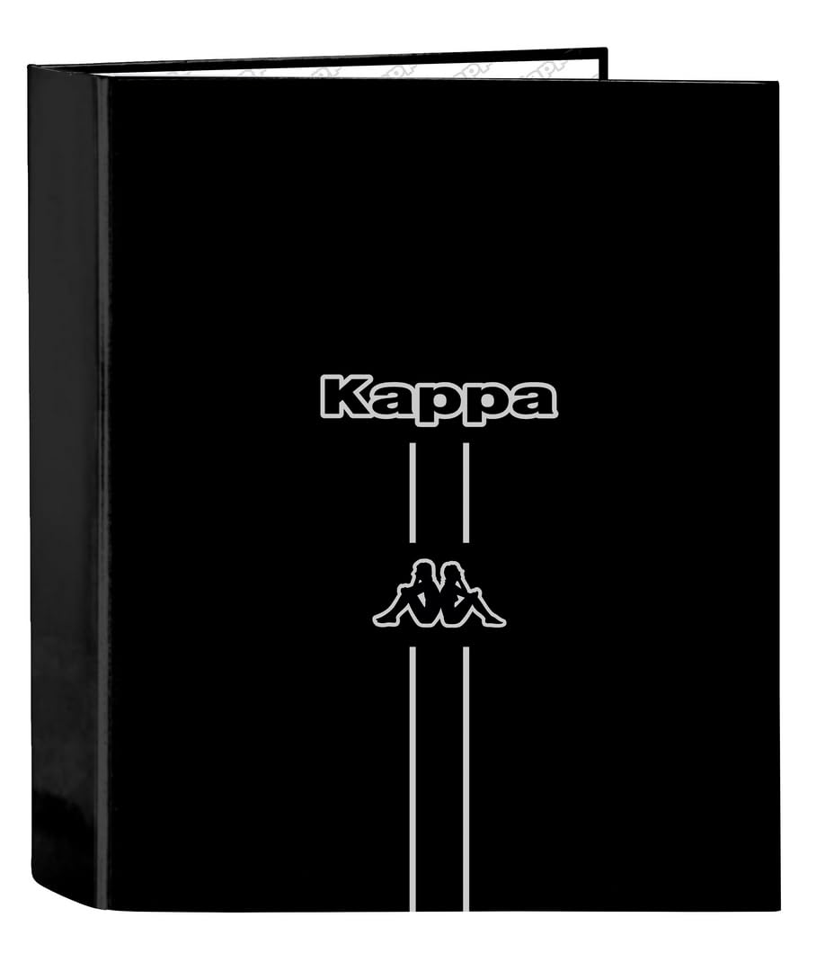 Safta Kappa Dark – Folio Folder 4 Rings, Ideal for Children of Different Ages, Comfortable and Versatile, Quality and Resistance, 27 x 6 x 33 cm, Black/White, M, Casual