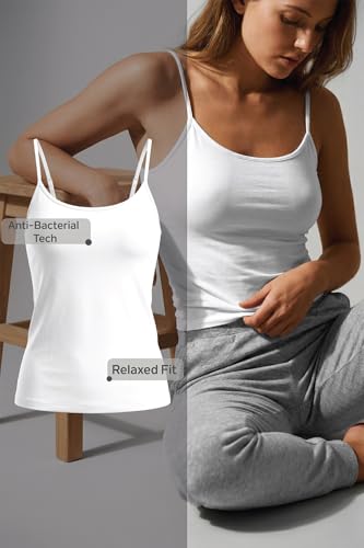 Image of Van Heusen Women's Everyday Cotton Cami | Relaxed Fit | Anti‑Bacterial Tech | Keeps You Dry and Fresh | Sweat Absorbent | Spaghetti Camisole | Color Fresh | Stays 11203|Available in Pack of 1 & 2