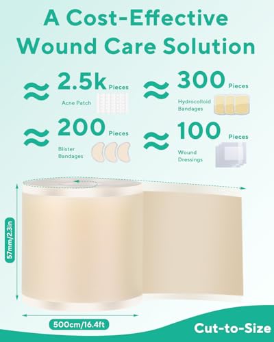 ZETRALL Hydrocolloid Roll for Wound Care, Large Cut-to-Size Hydrocolloid Patch Bandages wi - image 3