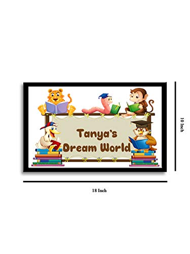 Image of 999STORE Printed Cartoon Kids For Children Room Name Plate (Mdf & Fiber Frame 18X10 Inches Multi)