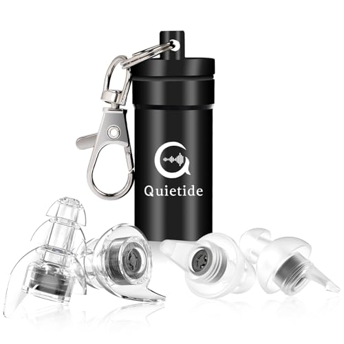 ライブ用耳栓 Quietide 耳栓 ライブ イヤープロテクター 聴覚障害予防 コンサートやフェス、クラブなどで大音量の音楽を楽しむ方向け 水洗い可能 繰り返し使用可能 携帯ケース付き 日本語説明書付 Q6 ブラック&ブラック