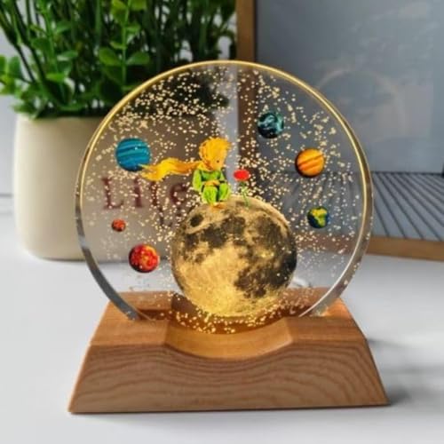 Image of One94Store 3D Acrylic LED Night Light - Warm White & Moon and Stars Design with Durable Plastic Base, Decorative Table Lamp for Bedroom, Living Room, Kids Room, Study & Home Decor Gifting