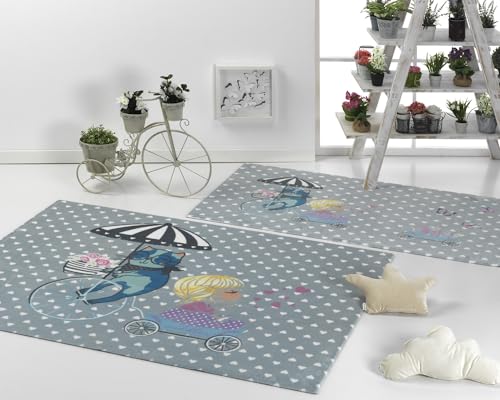 Tappeto Poliestere Grigio 80 x 140 cm