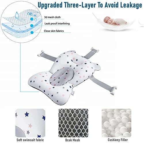 Image of Stars Style Infant Baby Bath Cushion Bathtub Support Shower Seat Bather Foam Floating Soft Bath Pillow Bathtub Insert Tray Non-Slip Portable Newborn Shower Bath Mat for Baby 0-12 Months