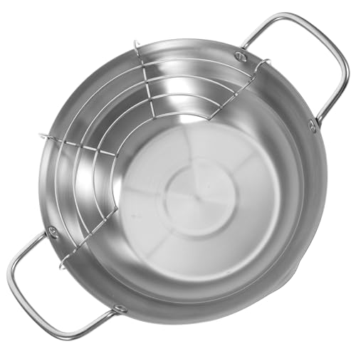 GRIRIW Mini Induction Cooker Fryer Japanese Frying Pan Non-stick Small Deep Fryer Pot Drainable Filter