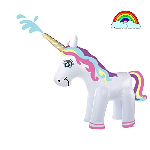 Bobor Unicorn Sprinkler Inflatable Unicorn, Outdoor Ginormous Unicorn Yard Sprinkler for Kids Adults Summer Vacation(5.3ft)