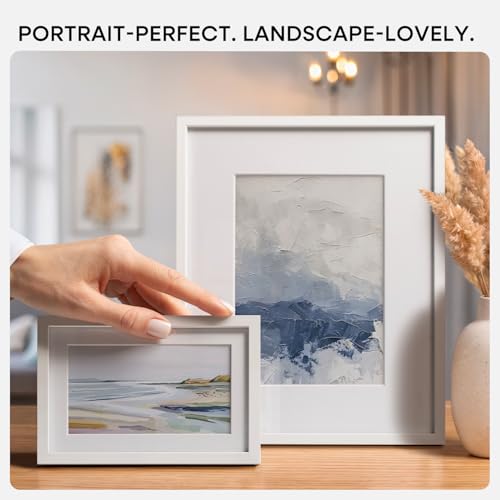 Image of Homeforia 8x24 White Panoramic Picture Frame, High-End Metal, Glass | High End Aluminum, Tempered Glass, 8x24 in Edge-to-Edge Display 24x8, Wall Kit, Set Of 1