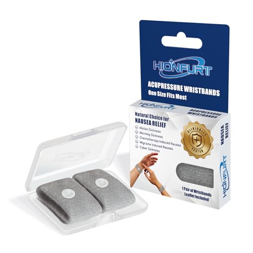 Hionfurt Motion Sickness Bands Anti Nausea Wristband for Adult and Kids Morning Sickness Relief for Pregnant Women Acupressure Nausea Relief for Car, Sea, Air Sickness - 1 Pair Random Color